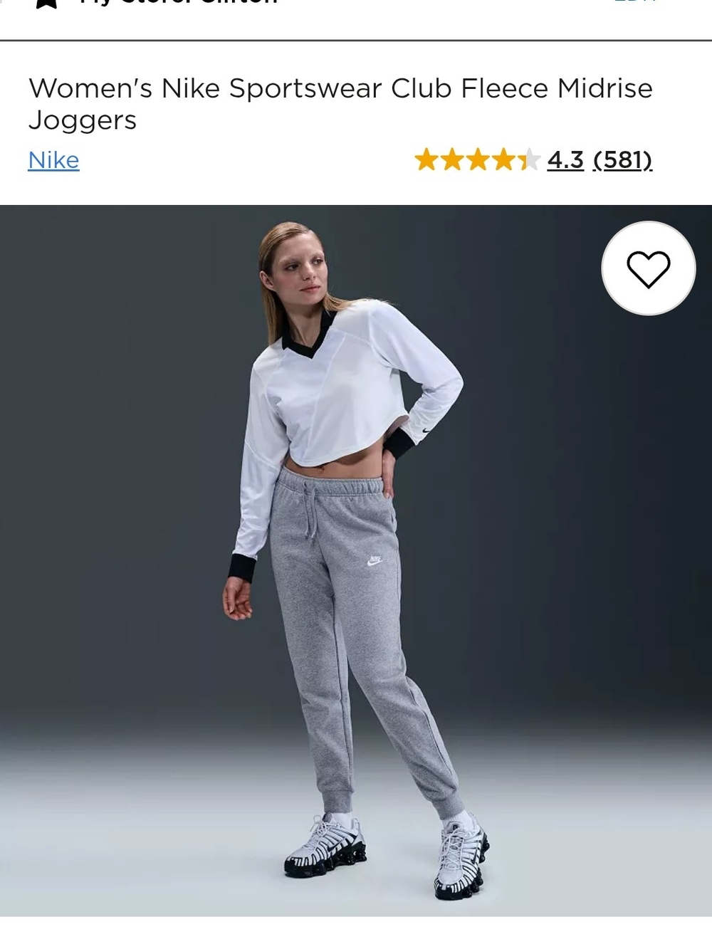 Nike Women's Grey Fleece Midrise Joggers